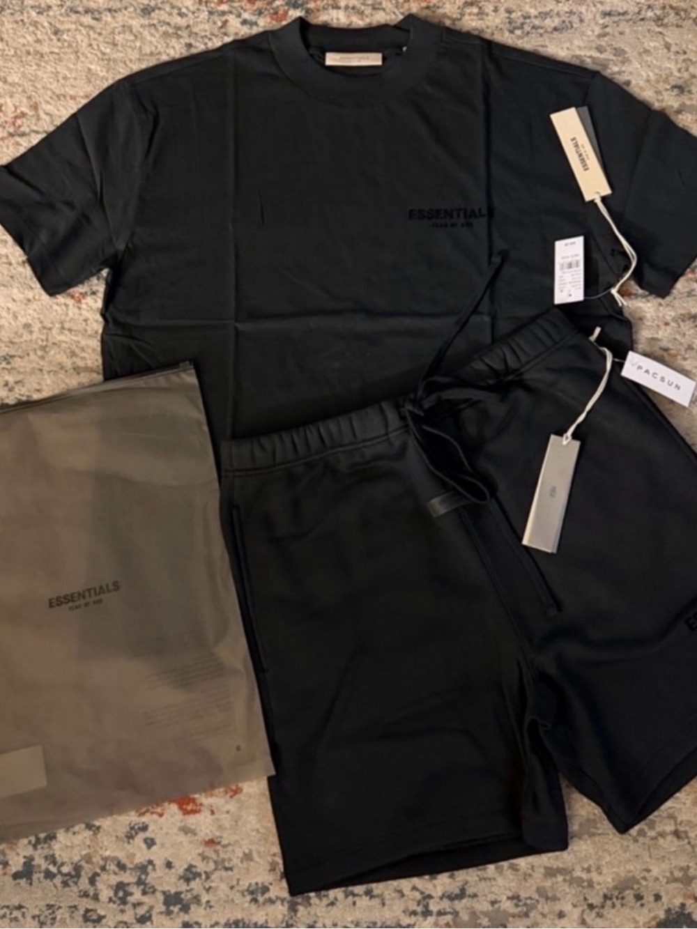 Essentials Black Tee and Shorts Set with Subtle Logo